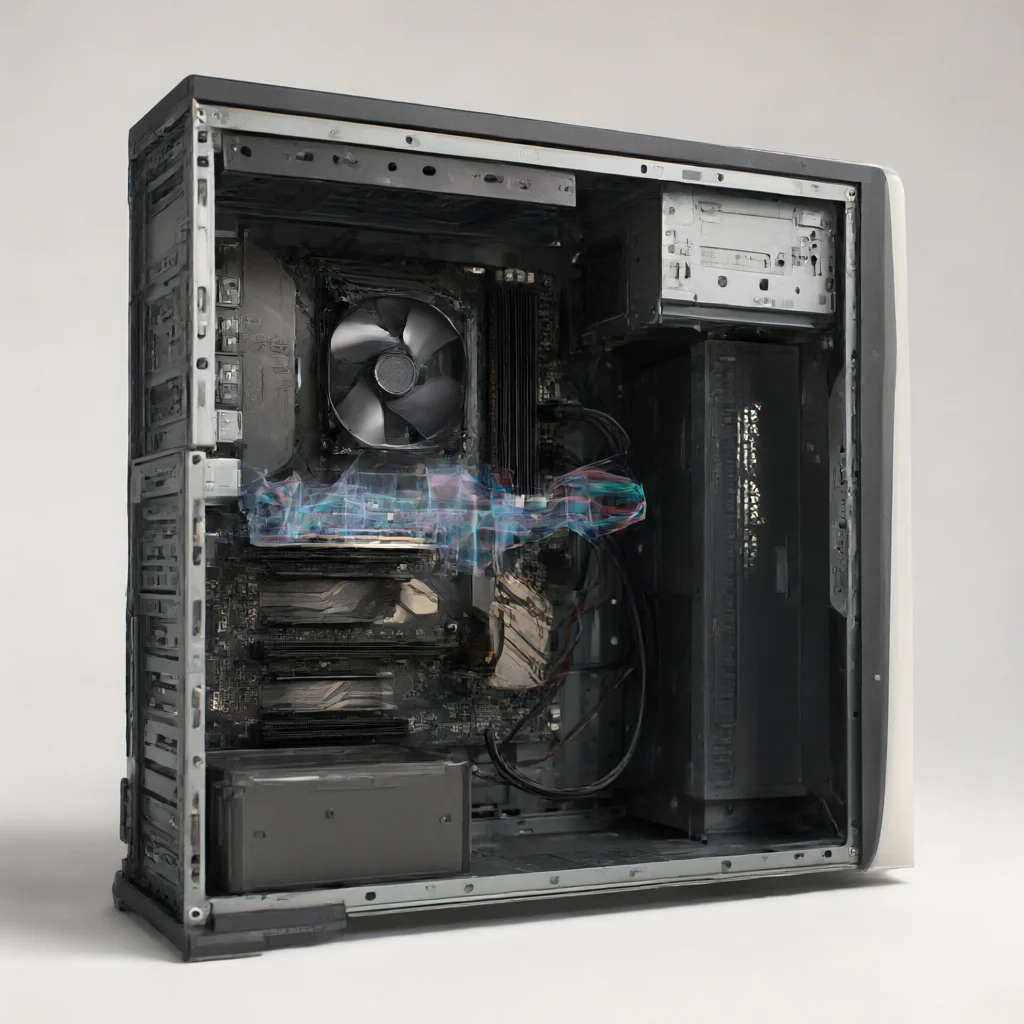 نمای مفهومی فضای داخلی کیس برای نصب سی پی یو بدون باکس ای ام دی مدل Ryzen 5 8400F
