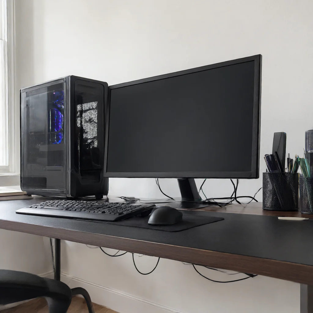 فضای کار مدرن با نورپردازی کنار کیس کامپیوتر ایکس پی جی Valor Air Plus ARGB Mid Tower مشکی