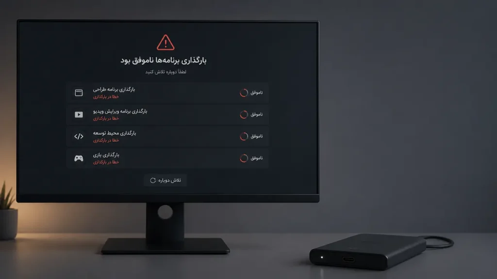 خطاهای مکرر در بارگذاری برنامهها به دلیل خرابی اس اس دی