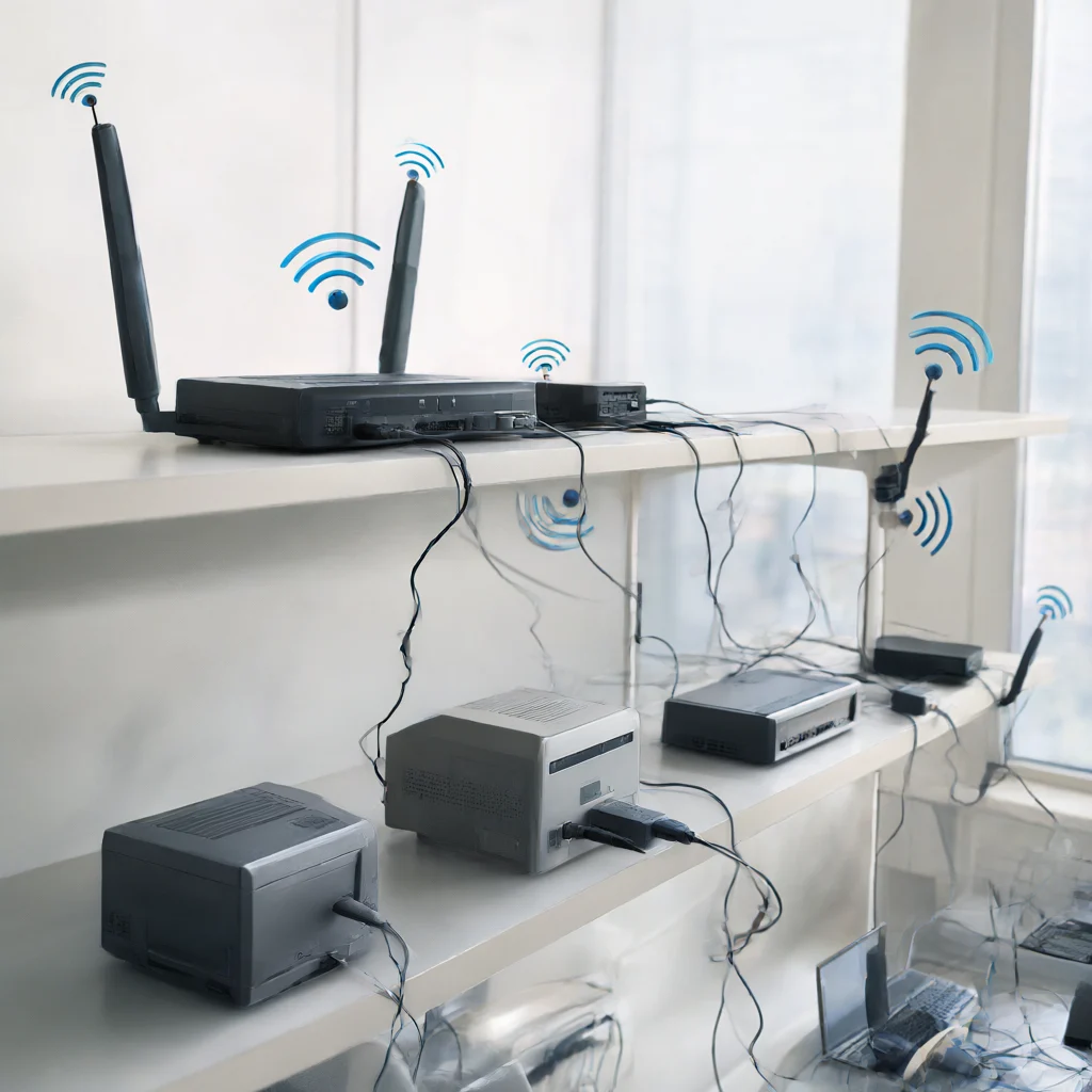 شبکه بی‌سیم اداری با مودم روتر 3G/4G تی پی لینک مدل TL-MR100 بی سیم دو آنتن