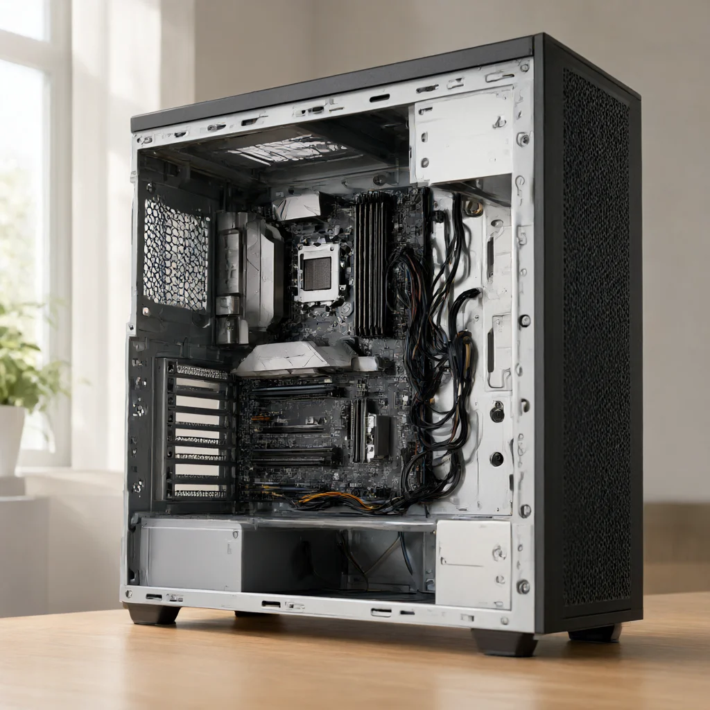 نمای مفهومی مدیریت کابل و نصب قطعات در کیس کامپیوتر ایکس پی جی Valor Air Plus ARGB Mid Tower سفید
